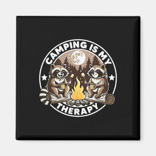 Camping is therapy hike camping lover raccoons magnet
