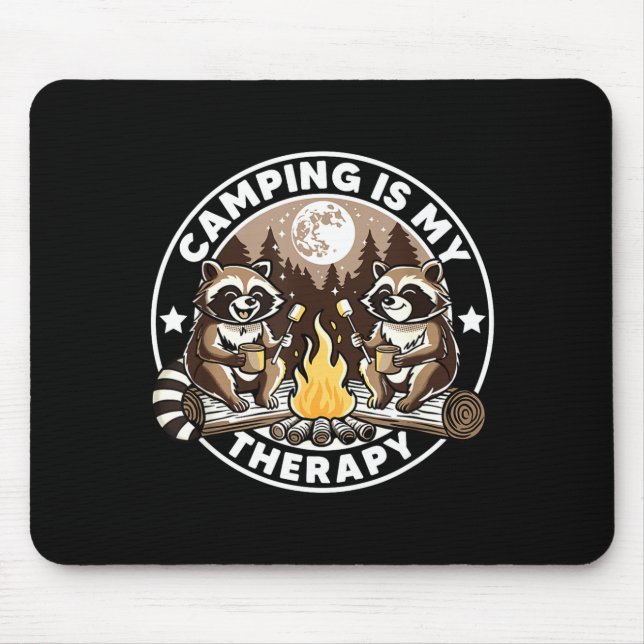 Camping is therapy hike camping lover raccoons mouse pad (Front)
