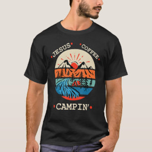 Camping Jesus Coffee Campin Retro Graphic T-Shirt