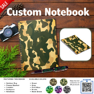 Camping Journal ADD INITIAL Camouflage Kids Teen