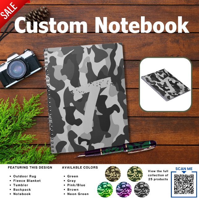 Camping Journal | ADD INITIAL Camouflage Kids Teen (Creator Uploaded)