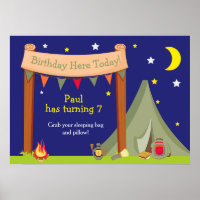 Camping Khaki Green Birthday 
