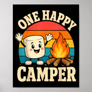 Camping kids cute marshmallow campfire  poster