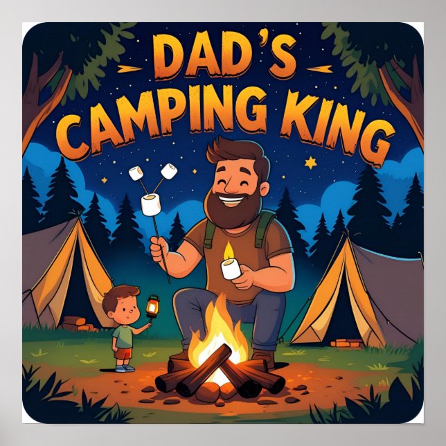 Camping King Dad Digital Poster Art Print (Front)