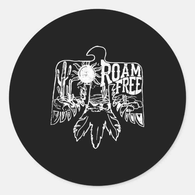 Camping Life Desert Thunderbird Roam Free  Classic Round Sticker (Front)