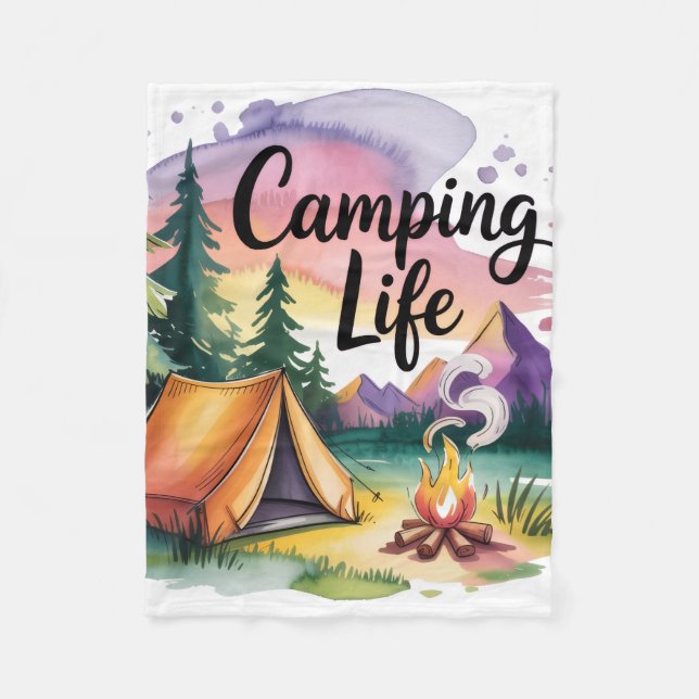 Camping Life Fleece Blanket (Front)