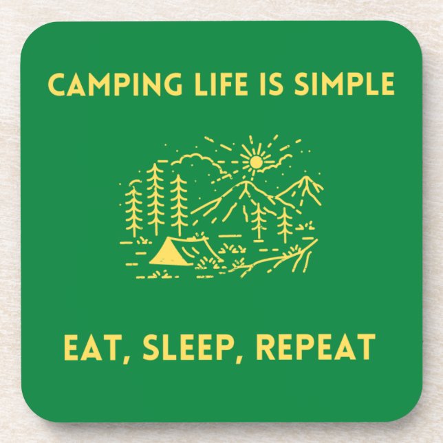 Camping Life is Simple, Eat, Sleep, Repeat Coaster (Front)