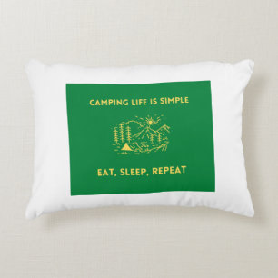 Camping Life is Simple, Eat, Sleep, Repeat Decorative Cushion