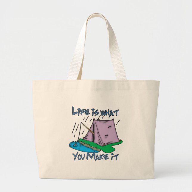 Camping Life Large Tote Bag (Front)