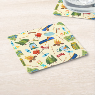 Camping Life Square Paper Coaster