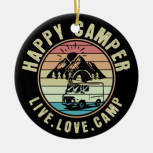 Camping- Live. Love. Camp Outdoors Ceramic Tree Decoration