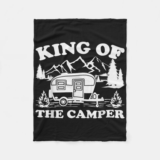 Camping Lover Camper Van King Of The Camper  Fleece Blanket (Front)