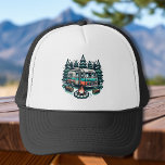Camping Lovers Retro RV Camper Trucker Hat<br><div class="desc">Cute retro graphic of an rv in vintage colours.</div>