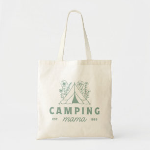 Camping mama mum summer camp mother floral tote bag