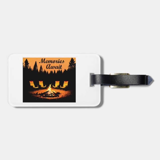 Camping Memories Await Luggage Tag (Back Horizontal)