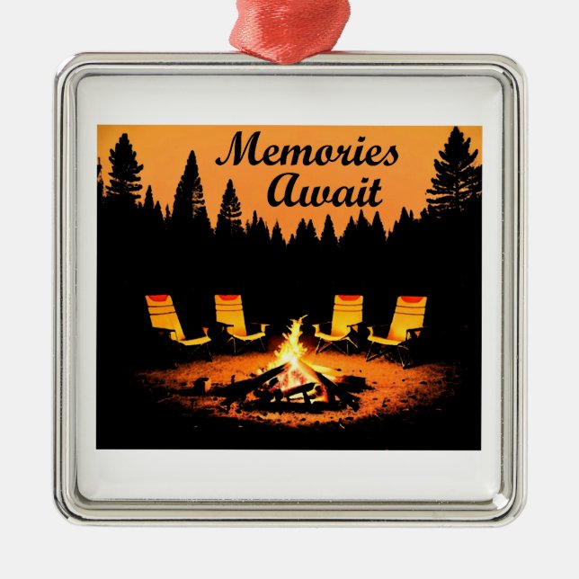 Camping Memories Await Metal Tree Decoration (Front)