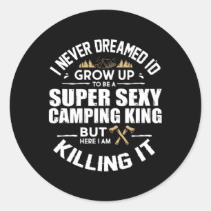 Camping Men Camper Rv Camping Vacation Camping Dad Classic Round Sticker