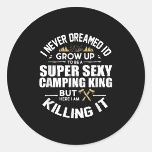Camping Men Camper Rv Camping Vacation Camping Dad Classic Round Sticker