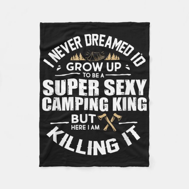Camping Men Camper Rv Camping Vacation Camping Dad Fleece Blanket (Front)
