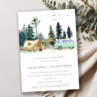Camping Mint Green Pine Forest Couples Shower