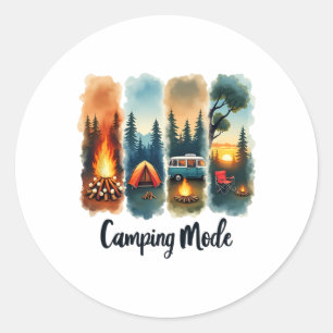 Camping Mode Campfire Tent Van Sunset Serenity  Classic Round Sticker