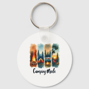Camping Mode Campfire Tent Van Sunset Serenity  Key Ring