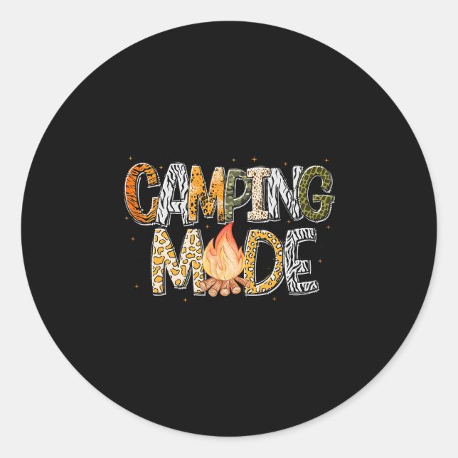 Camping Mode Summer Adventure Campfire Nature Love Classic Round Sticker (Front)