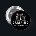 Camping mom summer camp camper mother whimsical 6 cm round badge<br><div class="desc">Camping mom camper mama mother summer camp lover theme enchanted whimsical aesthetic Mother’s Day,  Christmas and birthday gift black button badge pins outfit accessory.</div>