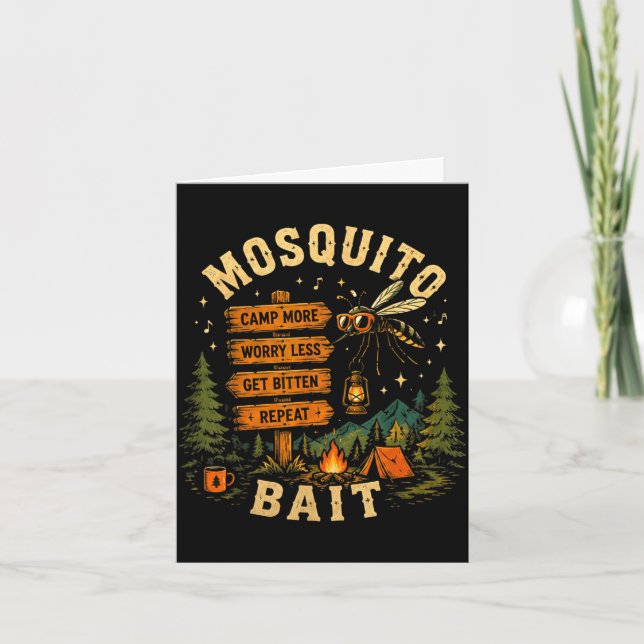 Camping mosquito bait campfire for retro squad card (Front)