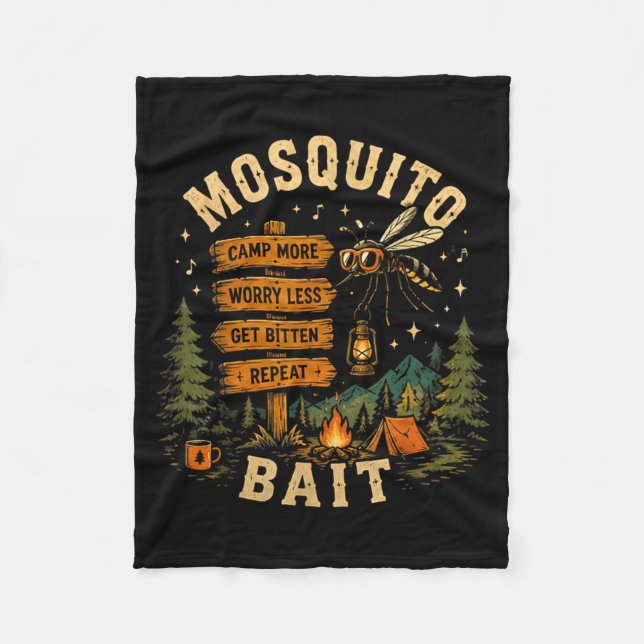 Camping Mosquito Bait Campfire For Retro Squad Fleece Blanket (Front)