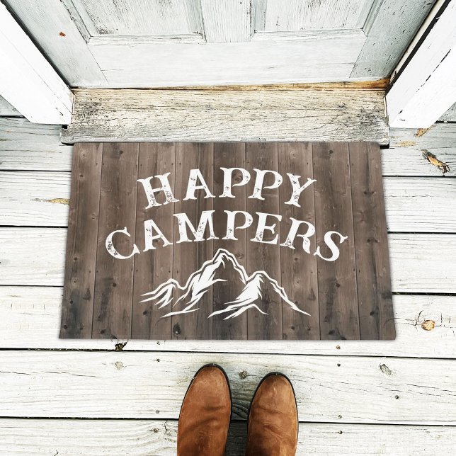 Camping Mountain Adventure Rustic Happy Campers Doormat (Creator Uploaded)