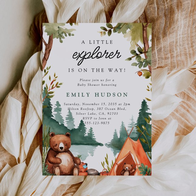 Camping Mountain Rustic Baby Shower Invitation (Creator Uploaded)