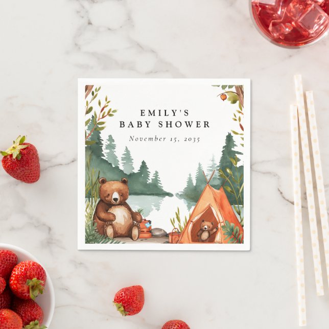 Camping Mountain Rustic Baby Shower Napkin (Insitu)