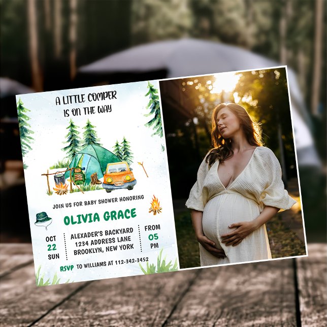 Camping Mountain Rustic Baby Shower Party Photo  Invitation (Creator Uploaded)