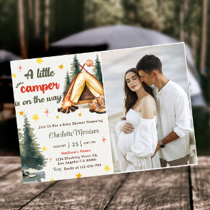 Camping Mountain Rustic Baby Shower Party Photo  Invitation