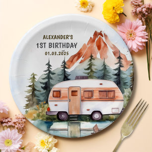 Camping Mountain Rustic Birthday Party  Paper Plate