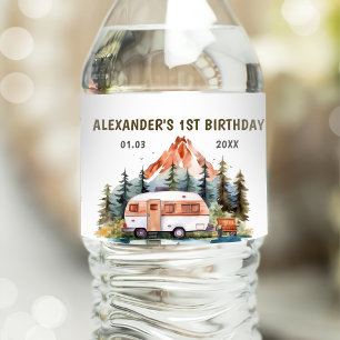 Camping Mountain Rustic Birthday Party Water Bottle Label