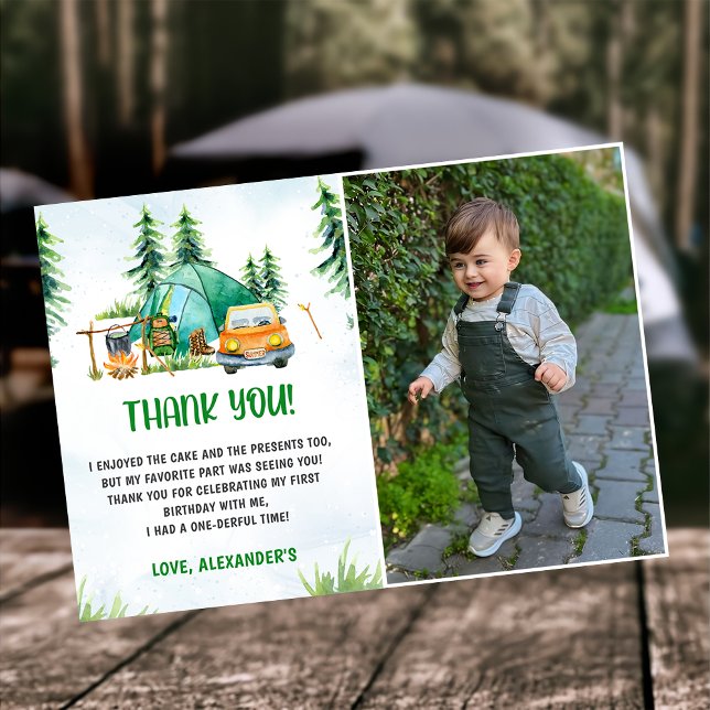 Camping Mountain Rustic Photo Thank You Card  (Creator Uploaded)