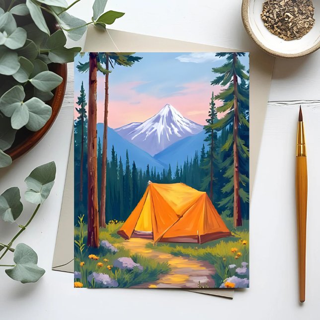 Camping Mountain Watercolor Postcard (Creator Uploaded)