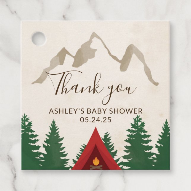 Camping Mountains Favour Tag (Front)