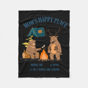 Camping Mum Mum's Happy Place  Fleece Blanket