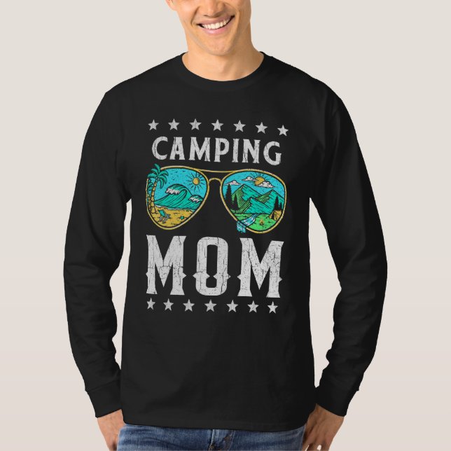Camping Mum Retro Outdoor Graphic Tee Happy Camper (Front)