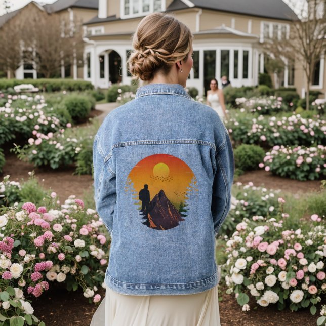 Camping nature sunset denim jacket (Wedding Back)