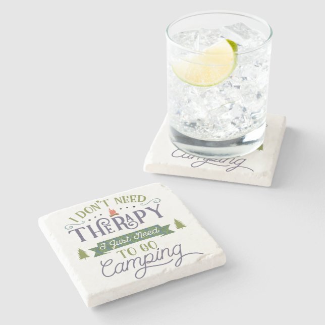 Camping Not Therapy Stone Coaster (Side)
