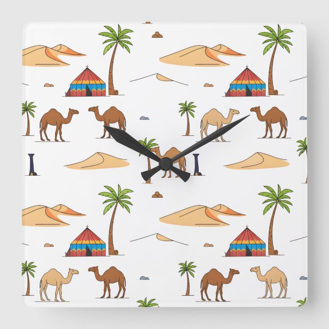 Camping of the Moroccan Sahara Desert Square Wall Clock (Front)
