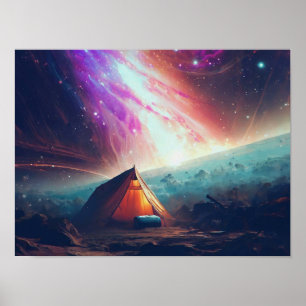 Camping on a Comet in Space Poster