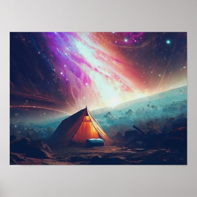 Camping on a Comet in Space Poster (Front)
