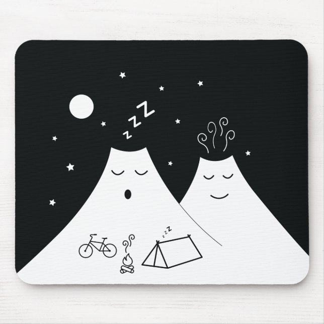 Camping on a sleepy volcano mouse pad (Front)