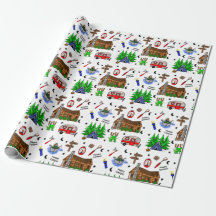 Camping or Midwest Themed Birthday Wrapping Paper