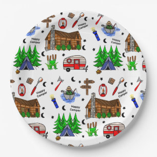 Camping or Midwest Themed Happy Camper Birthday Paper Plate